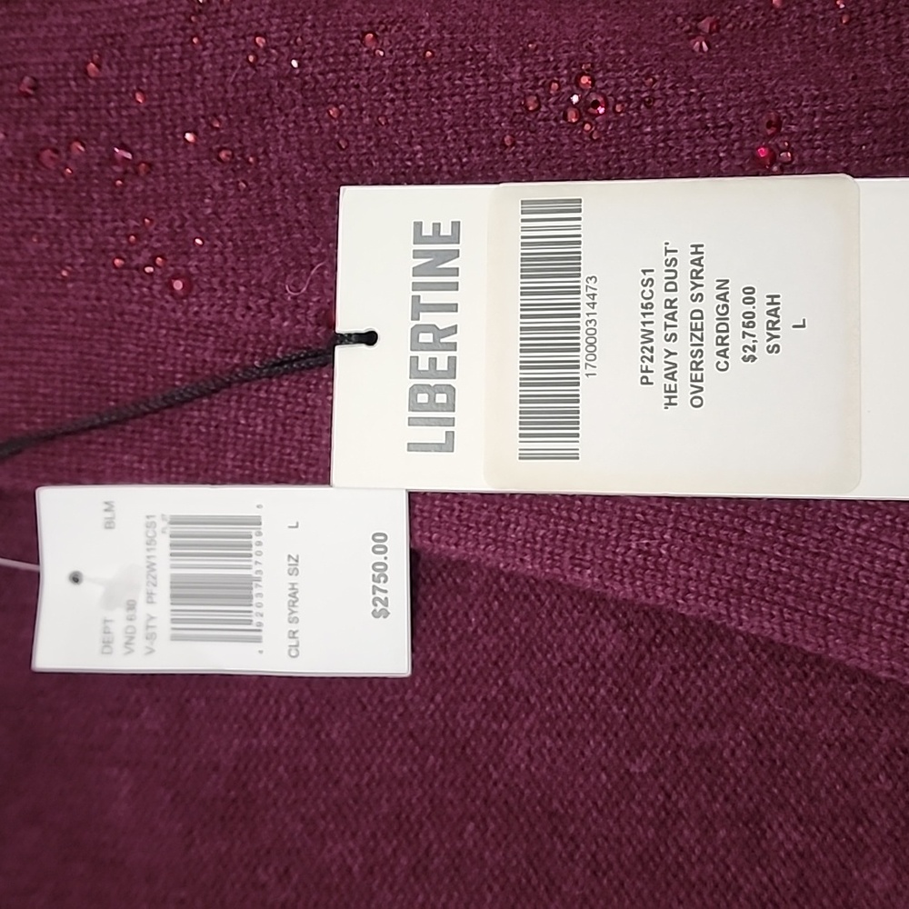 LIBERTINE Heavy Stardust Oversized Syrah Cardigan 100% Cashmere Size L - Picture 8 of 8